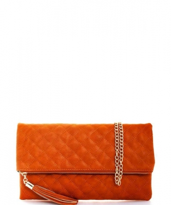 Designer Stitch Foldover Princess Clutch with Chain LP048QPP TAN
